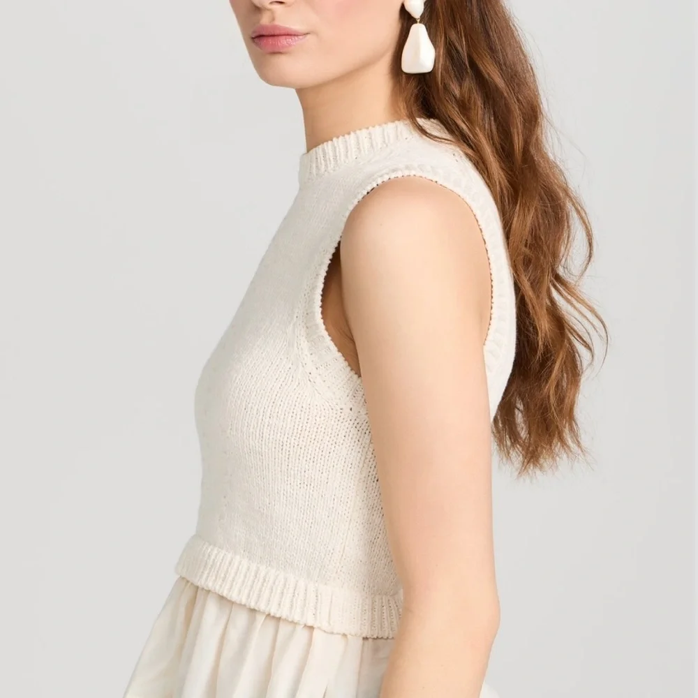 NWT Ulla Johnson Edda Elegant Sleeveless Knit Peplum Silk & Cotton Top Ivory - Picture 13 of 16